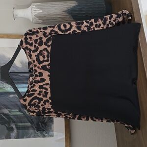 Shein Leopard Print and Black Blouse